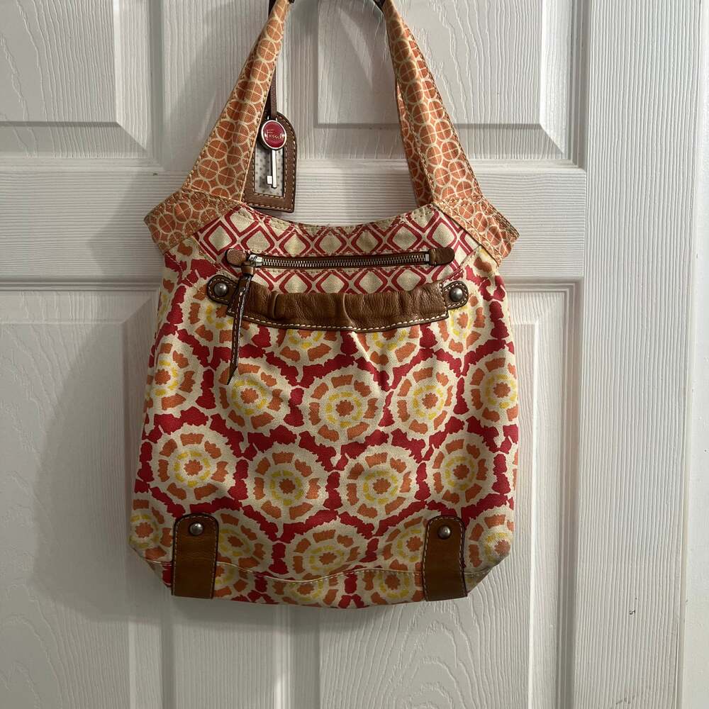 Fossil Red and Yellow Floral Shoulder Bag
